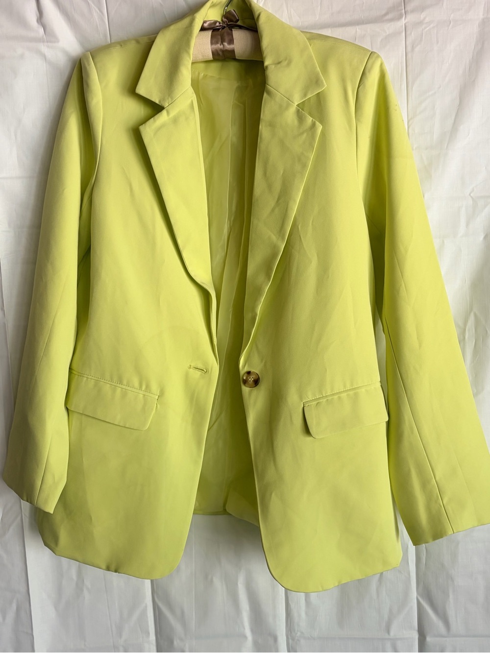 Pink Lily Neon Lemon Lime Single-Button Blazer Jacket